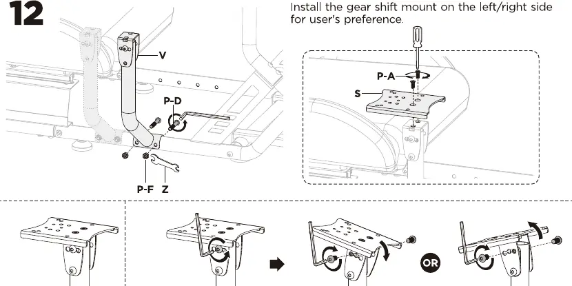 Gear shifter mount installation (Step 12)