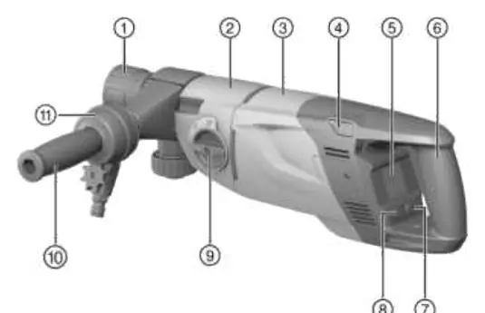 Overview of the diamond core drilling machine parts.