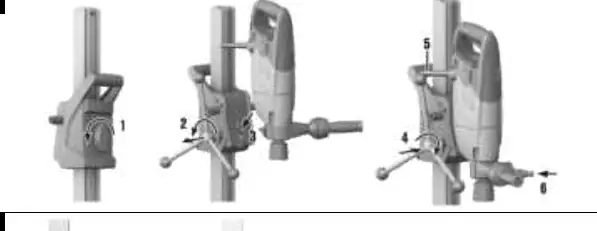 Securing the diamond core drilling machine in the drill stand.