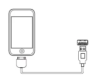 Diagram showing how to charge a mobile device using the power bank.