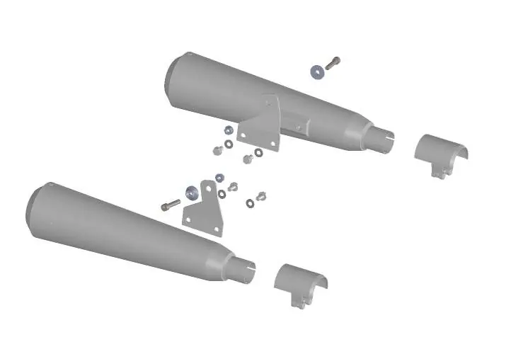 Exploded view of the exhaust assembly components.