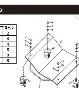 Assembly diagram showing parts and hardware arrangement