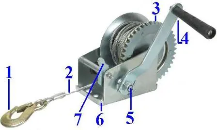 Parts diagram of the hand winch