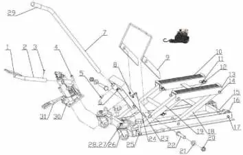 Exploded view of the lift components