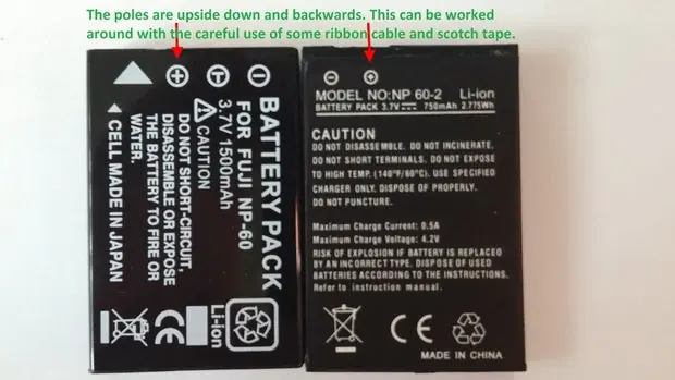 Comparison of battery terminals showing the need for modification.