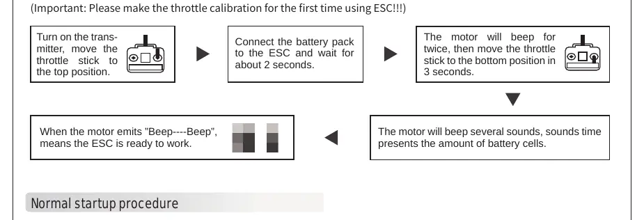 ESC throttle calibration procedure