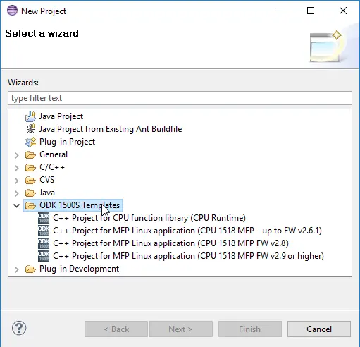 Selecting a template in Eclipse