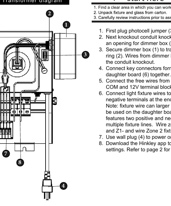 Transformer wiring diagram and component identification