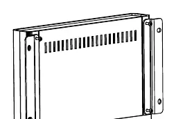 Wall mounting diagram showing screw placement.