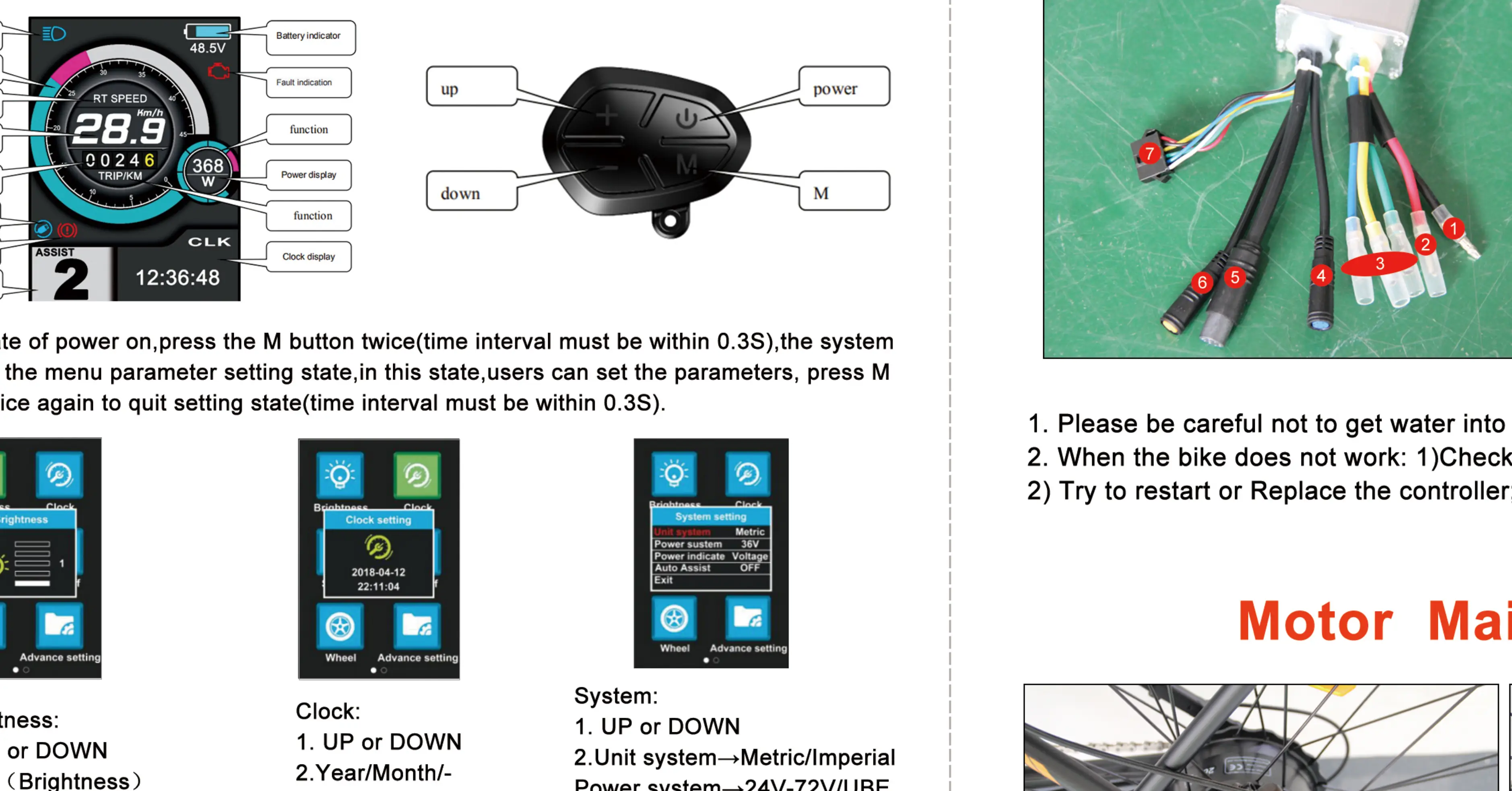 LCD display interface and menu navigation