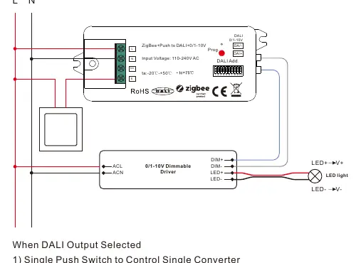 Wiring diagram for 0/1-10V output configuration.