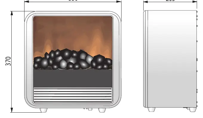 Dimensions of the Mini Cube heater