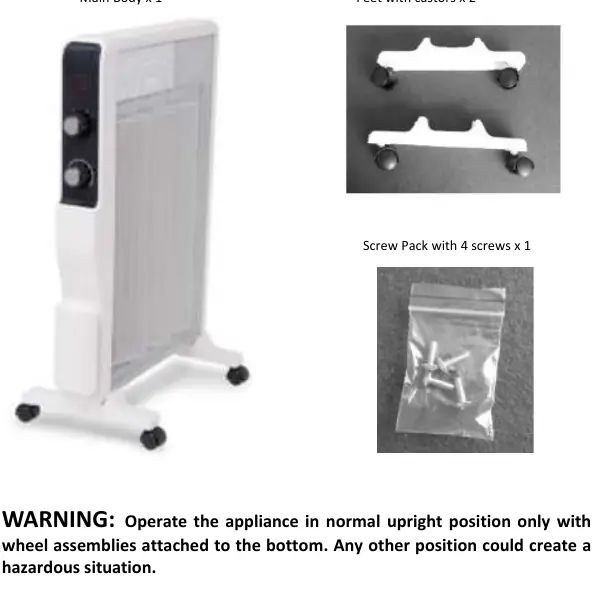 Heater components and assembly parts