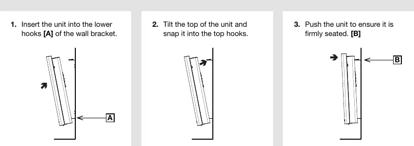 Hanging the unit on the wall bracket.