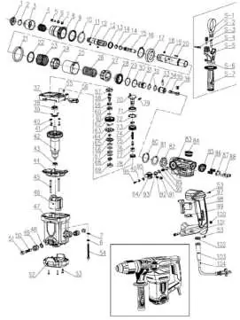 Exploded view of the rotary hammer