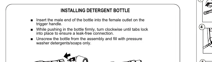 Detergent bottle installation procedure.