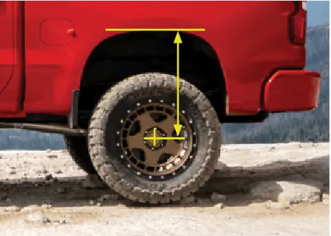 Hub to fender measurement diagram