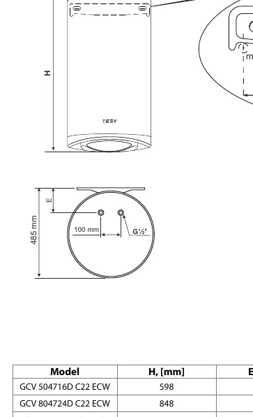 Installation dimensions and wall mounting