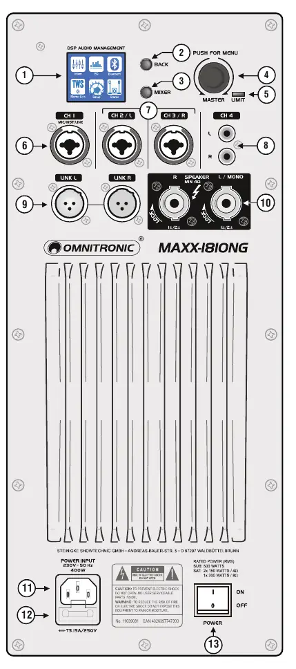 Rear panel interface and connections