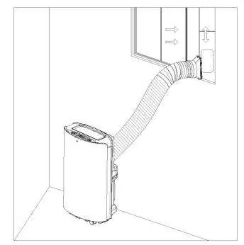 Connecting the exhaust hose to a vertical window.