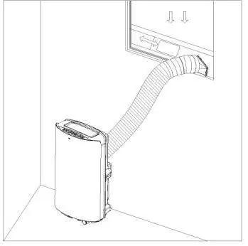 Connecting the exhaust hose to a horizontal window.