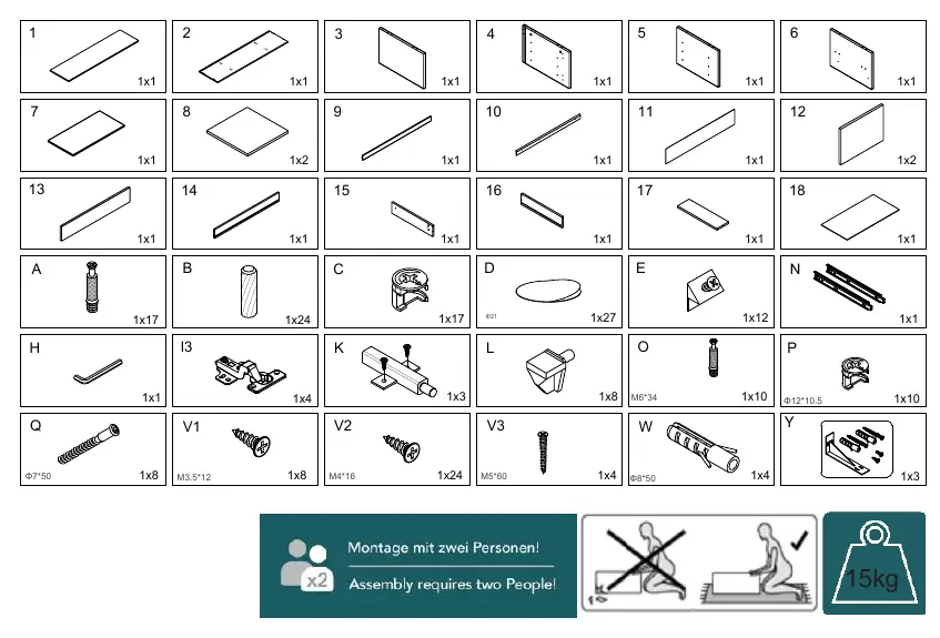 Parts list and hardware components