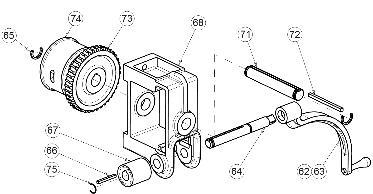 Table Hoist Assembly exploded view