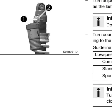 Shock absorber adjustment