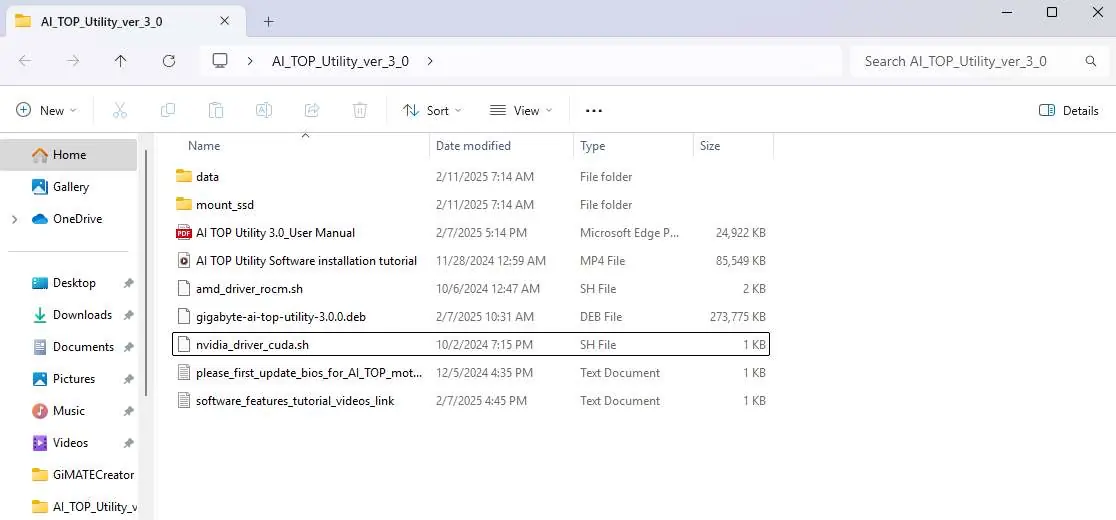 File folder structure for driver installation
