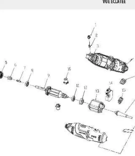 Exploded view of the tool