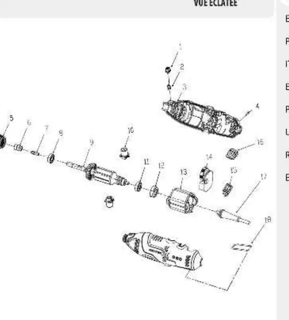Exploded view of the tool