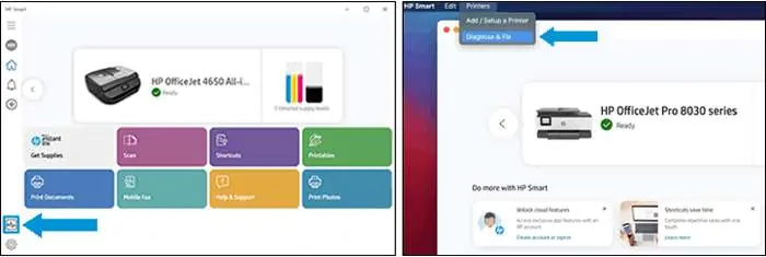 HP Smart Diagnose & Fix interface