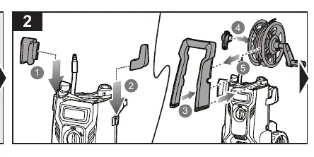Assembly steps for the high-pressure cleaner.