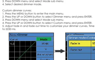 Dimmer curves settings
