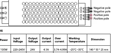 Wiring diagram for AC input and lamp output terminals.