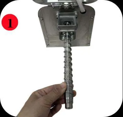 Step 1: Inserting the press-rod into the base.
