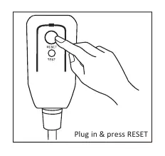 Testing the power cord current interrupter device.