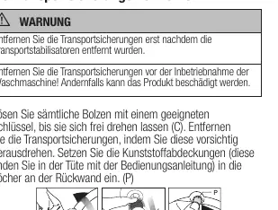 Removing transport safety bolts