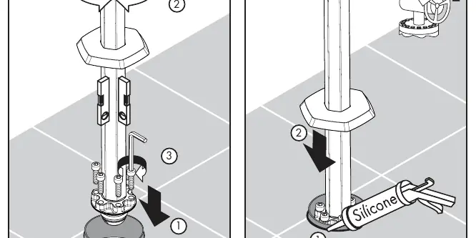 Positioning the tub filler and sealing the floor.