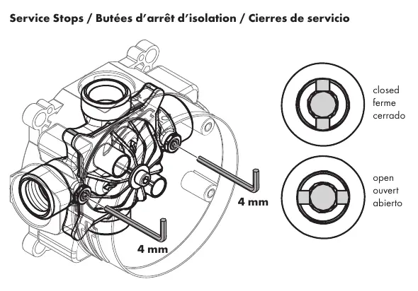 Service stops on the iBox Universal Plus valve.