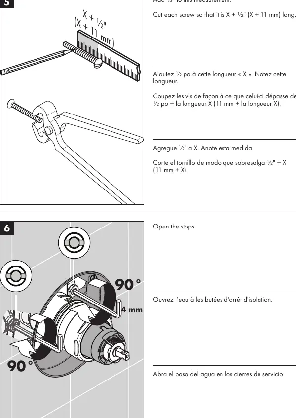 Measuring and cutting the screws.