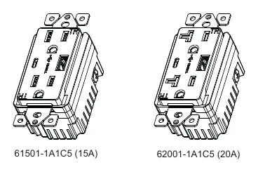 Enerlites 61501-1A1C5 and 62001-1A1C5 Dual USB Charger models.