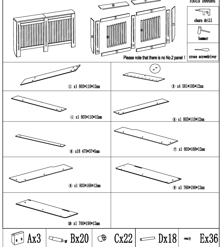 Parts list and hardware identification