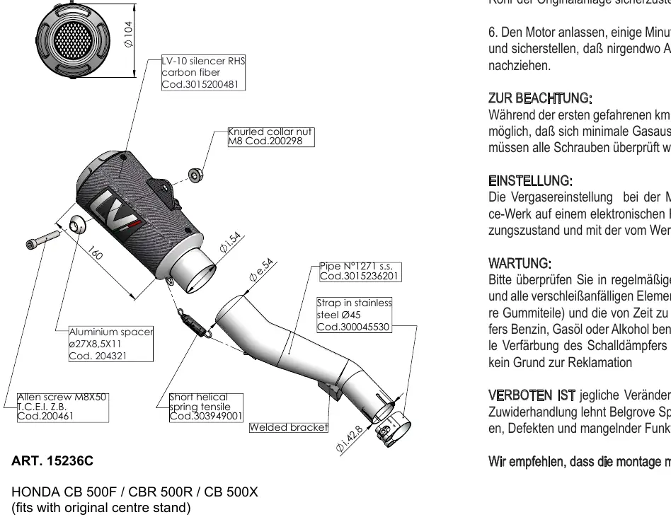 Exploded view of the LV-10 exhaust assembly showing component placement.