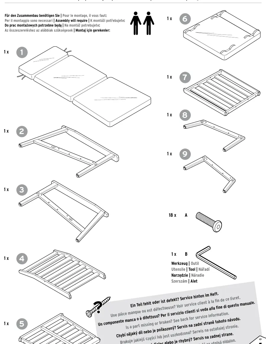 Parts list for assembly