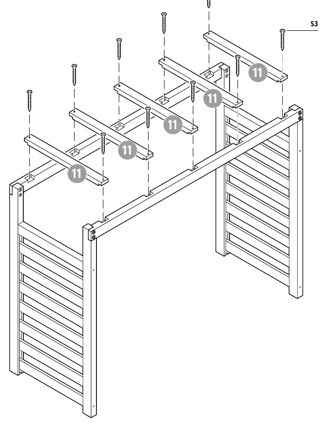 Step 13: Installing the top crossbars.
