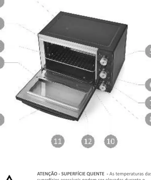 Diagram of the Flama 1528FL mini oven components.