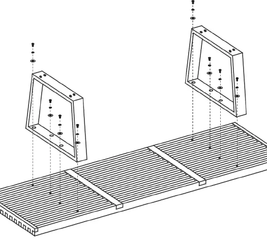 Assembly diagram showing how to attach the bases to the table top