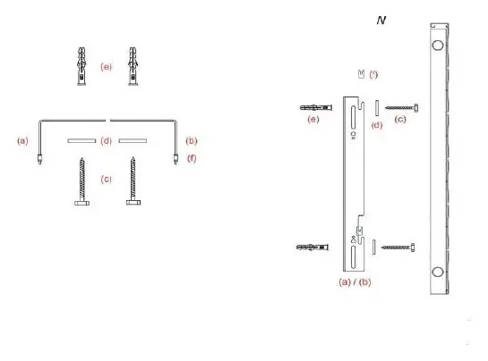 Top and side view diagrams showing bracket and radiator mounting assembly.