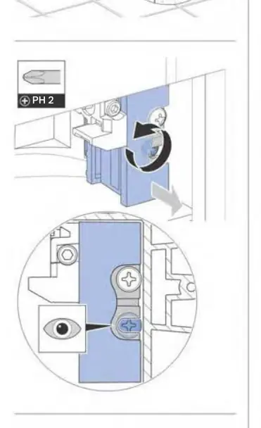 Fine adjustment using a PH2 screwdriver.